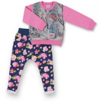 Набір дитячого одягу Breeze з дівчинкою і штанцями в квіточку (8075-80/G-pink)