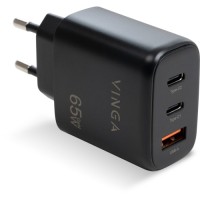 Зарядний пристрій Vinga GaN 65W PD+QC 2C1A ports Wall Charger (VCPCHCCA65B)