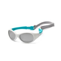 Дитячі сонцезахисні окуляри Koolsun Flex, біло-бірюзові 0+ (KS-FLWA000)