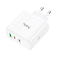 Зарядний пристрій HOCO 2xUSB-C PD65W + 1xUSB QC3.0 White (6931474784155)