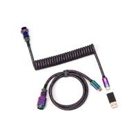 Дата кабель USB 2.0 AM to USB-C 1.08m Premium Coiled Aviator Straight rainbow plated black Keychron (CAB5_KEYCHRON)