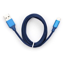 Дата кабель USB 2.0 AM to Lightning nylon 1m blue Vinga (VCPDCLNB21B)