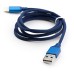 Дата кабель USB 2.0 AM to Lightning nylon 1m blue Vinga (VCPDCLNB21B)