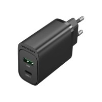 Зарядний пристрій Vention 2xUSB 38W (USB-C+USB-A) PD+QC3.0 black (FBIB0-EU)