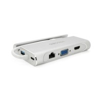Концентратор VEGGIEG USB-C 5-in-1 USB-C + 3xUSB 3.0 + HDMI + RJ45 0.1m silver (TC07-S)