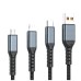 Дата кабель USB 2.0 AM to Lightning + Micro 5P + USB-C 1.2m 100W nylon black XoKo (SC-3100)