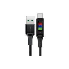 Дата кабель USB 2.0 AM to USB-C 1.2m 3A nylon with LED C7-04 black Acefast (6974316282785)