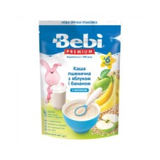 Дитяча каша Bebi Premium молочна пшенична з яблуком та бананом +6 міс. 200 г (1105058)