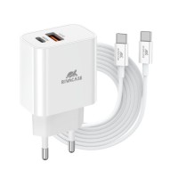 Зарядний пристрій RivaCase 2хUSB-А + Type-C PD 20W+QC3.0 кабель Type-C white (PS4102 WD4 (White))