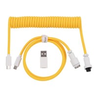 Дата кабель USB-C + USB A to USB-C 1.36m Coiled Aviator yellow Keychron (CAB16_KEYCHRON)