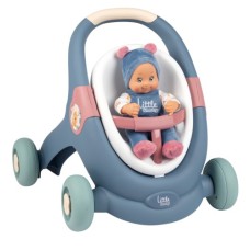 Коляска для ляльок Smoby Little для прогулянок 3в1, з пупсом, синій (140308)