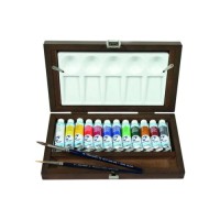 Акварельні фарби Royal Talens Van Gogh 12 кольорів 10 мл пензлі - 2шт, палітра, дерево (8712079048914)