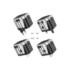 Мережевий фільтр живлення HOCO AC5 1 роз, 2 USB, 1,5м, Black/Gray (AC5ABG)
