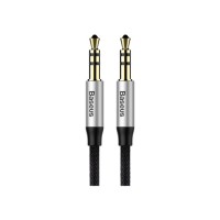 Кабель мультимедійний Jack 3.5mm Yiven M30 M/M 1.5m silver-black Baseus (CAM30-CS1)