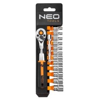Набір торцевих головок Neo Tools 14шт, 1/4", тріскачка 90 зубців, CrV (10-000)