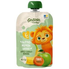 Дитяче пюре Galicia Baby яблучно-морквяно-бананове натуральне гомогенізоване 90 г (4820209564402)
