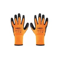 Захисні рукавиці Neo Tools латексне покриття, поліестер, р.9, помаранчево чорні (97-612-9)