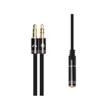 Кабель мультимедійний 3.5mm F to 2x3.5mm M 0.4m (4pin) black XoKo (AC-009)
