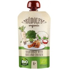 Дитяче пюре Rudolfs Овочі з рисом та куркою 110 г (4751017942710)