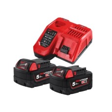 Набір акумулятор + зарядний пристрій Milwaukee M18 NRG-502С; M18 B5x2, M12-18FC (4933471980)