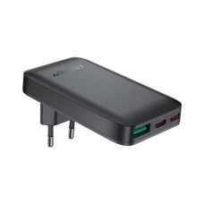 Зарядний пристрій Acefast 3xUSB 65W (2xUSB-C+USB-A) Gan A100 Fast Charger Ultra thin black (6974316283492)