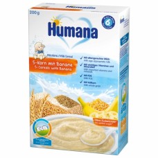Дитяча каша Humana молочна 5 злаків з бананом 200 г (4031244775542)