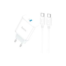 Зарядний пристрій HOCO C104A USB-C PD20W + cable USB-C to USB-C white (6931474782915)