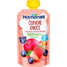 Дитяче пюре Hamanek із яблук, полуниці та чорниці 100 г (1215913)